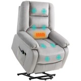 HOMCOM Fotoliu de ridicare cu funcție de masaj, 90x93x110cm, Gri deschis | Aosom Romania