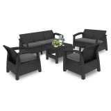 Cumpara ieftin Set de mobilier de grădină Corfu max set, culoare grafit, cu perne gri deschis