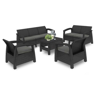 Set de mobilier de grădină Corfu max set, culoare grafit, cu perne gri deschis foto