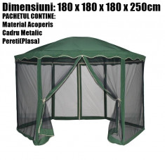 Pavilion Cort Hexagonal Pereti Plasa Anti Insecte Latura 180x180x180cm foto