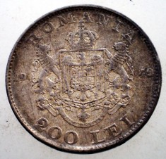 R.123 ROMANIA MIHAI I 200 LEI 1942 ARGINT foto