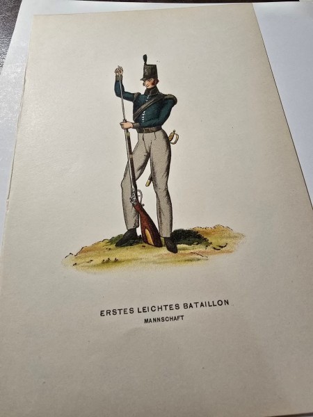 Cromografie germana uniforma primei echipe de batalion usor sfarsit de secol al XIX-lea / inceput de secol al XX-lea