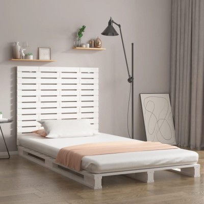 vidaXL Tăblie de pat pentru perete, alb, 126x3x91,5 cm, lemn masiv pin 824679 foto