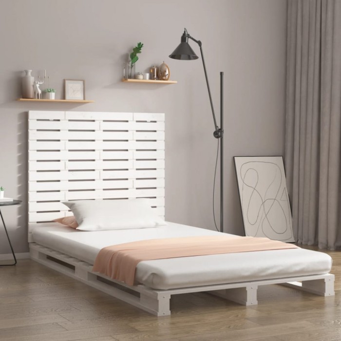 vidaXL Tăblie de pat pentru perete, alb, 126x3x91,5 cm, lemn masiv pin 824679
