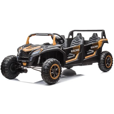 UTV electric pentru copii, 4 locuri, Kinderauto Racing 600W, 24V 14Ah, premium, roti moi EVA, scaun tapitat, galben foto