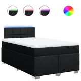 Cumpara ieftin Pat box spring cu saltea, negru, 120x200 cm, textil
