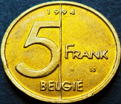 Moneda 5 FRANCI - BELGIA, anul 1994 *cod 1230 B - text BELGIE foto
