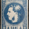 ROMANIA 1868 CAROL I , 4 bani ALBASTRU INCHIS , H.GROASA (carton). L.P 23b. MLH.