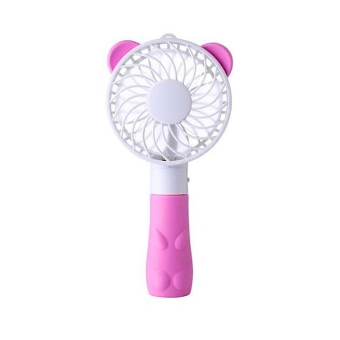 Mini ventilator portabil cu urechi urs, 4.5 W, USB, acumulator inclus, Roz