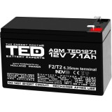 Acumulator Ted Electric AGM VRLA 12V 7100 mAh, Model A0060539, Dimensiuni 151 x 65 x 95 mm