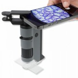 Cumpara ieftin Microscop portabil cu LED si UV, cu adaptor de smartphone, marire 100-250x, MicroFlip