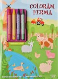 Colorăm ferma. Carte de colorat cu 4 creioane cerate - Paperback brosat - *** - Litera
