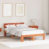 VidaXL Cadru de pat cu tablie maro ceară 120x190 cm lemn masiv de pin