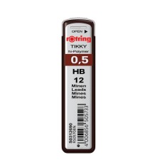 Mine Creion Mecanic ROTRING, HB, 0.5 mm, 12 Buc/Set, Rezerve Creioane Mecanice HB, Mine pentru Creioane Mecanice HB, Rezerva Creion Mecanic 0.5 mm, Mi foto