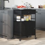 vidaXL Troler de bucătărie Stejar Negru 56x43x89.5 cm Lemn ingineresc