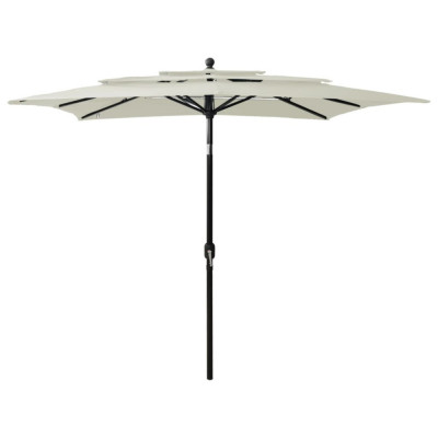 Umbrela de soare 3 niveluri, stalp aluminiu, nisipiu, 2,5x2,5 m foto