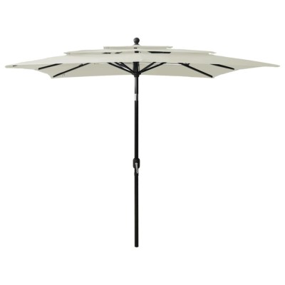 Umbrelă de soare 3 niveluri, st&amp;acirc;lp aluminiu, nisipiu, 2,5x2,5 m foto