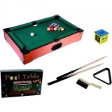 Masa de biliard din lemn pentru copii cu 2 tacuri si 16 bile, 51x31 cm