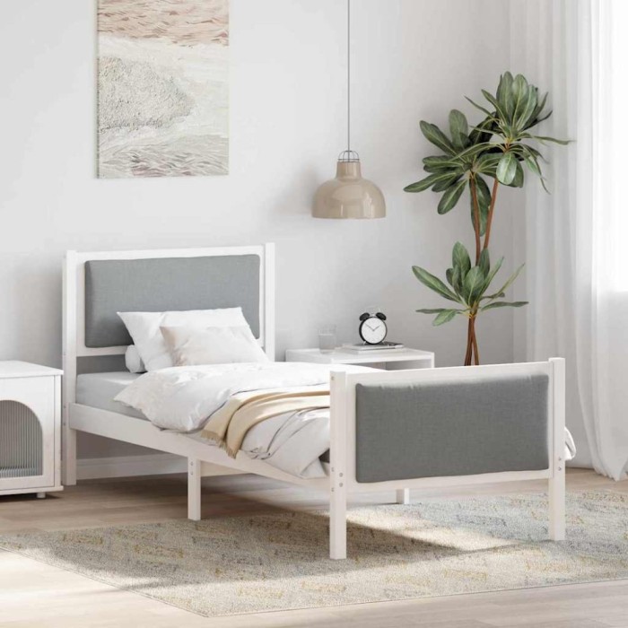 vidaXL Cadru de pat cu headboard Gri deschis 80 x 200 cm țesătură 878363