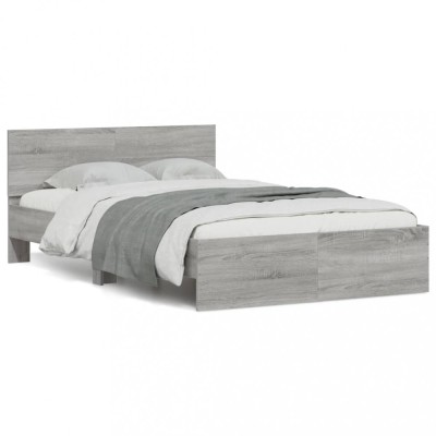 Gossi cadru de pat cu tablie si led, gri sonoma, 140x190 cm foto