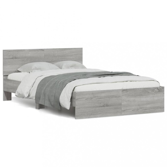 Gossi cadru de pat cu tablie si led, gri sonoma, 140x190 cm