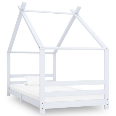vidaXL Cadru pat de copii, alb, 90 x 200 cm, lemn masiv de pin foto