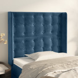 VidaXL Tăblie pat cu aripioare albastru &icirc;nchis 83x16x118/128cm catifea