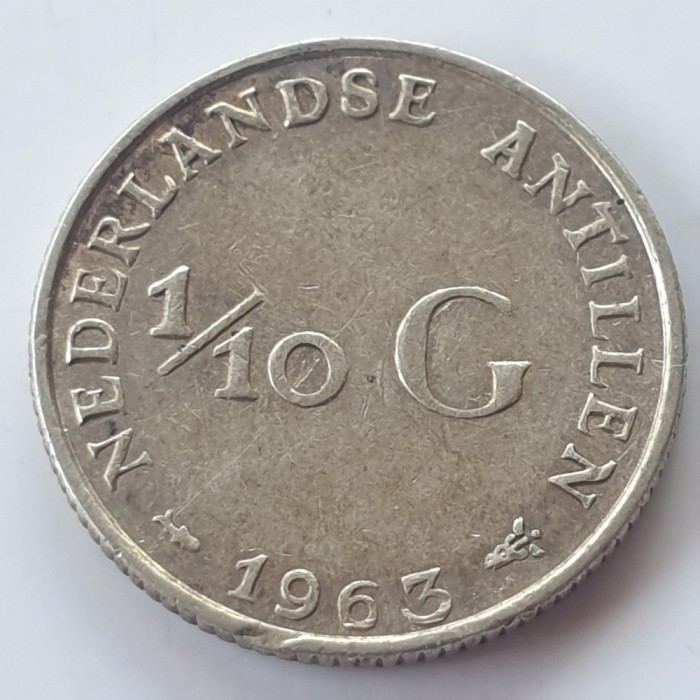 AntileleOlandeze 1/10 Gulden 1963 argint