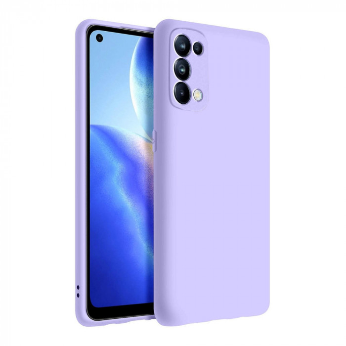 Husa din silicon compatibila cu Oppo Reno 5 5G, silk touch, interior din catifea, Mov