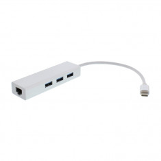 Adaptor USB-C - Gigabit Ethernet si 3x USB3.0 Well