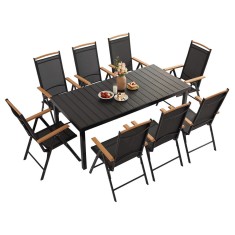 Set de mobilier de grădină IZZY cu 8 locuri și blat negru