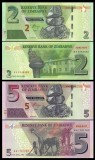 ZIMBABWE █ SET COMPLET █ 2 + 5 Dollars █ 2016 █ P-99-100 █ UNC █ necirculata