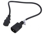 Cablu alimentare 3x0,5mm&sup2; IEC C13 mamă - IEC C14 tată, 0,5m, negru, 10A