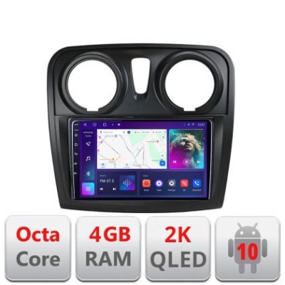 Navigatie Dacia Sandero Logan2012-2020 C-sandero Android Octa Core Ecran 2K QLED GPS 4G 4+32GB 360 kit-sandero+EDT-E409-2K CarStore Technology foto