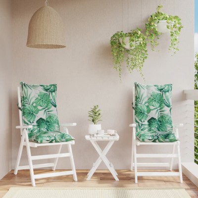 Perne de scaun spătar &amp;icirc;nalt, 2 buc, model frunze, textil Oxford foto