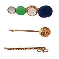 Set 3 agrafe de pa, 6 cm, Auriu, 35BJ