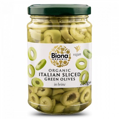 Masline verzi italiene feliate, in saramura, bio, 280g, Biona foto