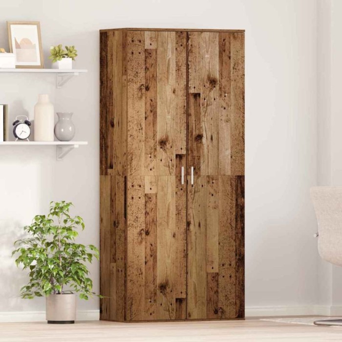 vidaXL Bufet cu raft cu ușă Lemn Vechi 80 x 39 x 178 cm Lemn compozit