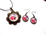 set sticla cu motiv floral 39956
