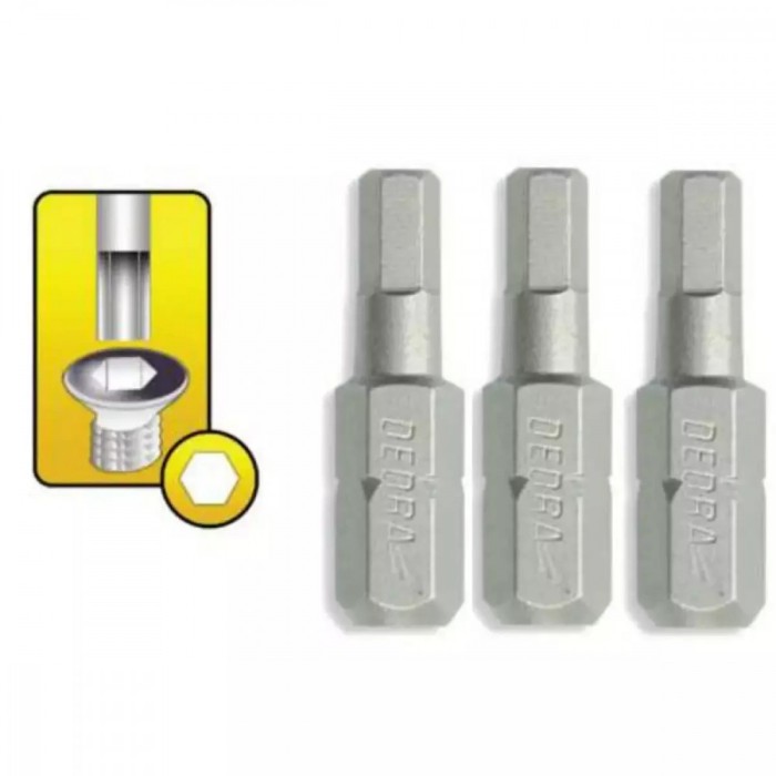 Capete de surubelnita Hex imbus H4 x 25mm, 3buc Dedra