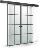 Usa culisanta Boss &reg; Duo Black model Residence negru, 60+60x215 cm, sticla mata securizata, glisanta in ambele directii