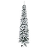 HOMCOM Brad de Crăciun &Icirc;nzăpezit cu Trei Secțiuni, 490 de Crengi din Metal și Plastic, 54x54x210 cm, Verde | Aosom Romania