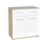 Cumpara ieftin Comoda dormitor HM Lima KM1, Pal Melaminat, cu 2 usi, un sertar, cant ABS, stejar sonoma alb