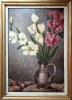 Nina ARBORE (1889-1942)-Gladiole, pictură interbelică licitată, Flori, Ulei, Realism