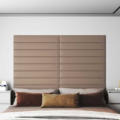 Panouri de perete 12 buc. cappuccino 90x15 cm piele eco 1,62 m&amp;sup2; foto