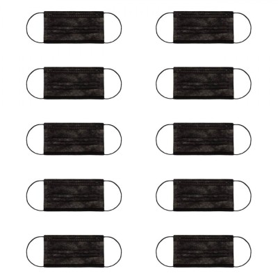 Mască De Protecție, SYNEK, De Unică Folosință, 3 Straturi, Set 10 Bucăți, Negru foto