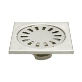 Sifon de pardoseala patrat din inox satinat, cu gratar detasabil, 100x100 mm