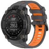 Curea Techsuit W077 pentru Garmin Instinct 3 50mm Solar / Instinct 3 50mm, Gri Portocalie