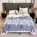Cumpara ieftin Patura cocolino groasa cu blanita alba 200x230cm,doua fete,gri albastrui,brazi - F129