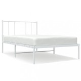 Cumpara ieftin Cadru pat metalic cu tablie, alb, 90x200 cm